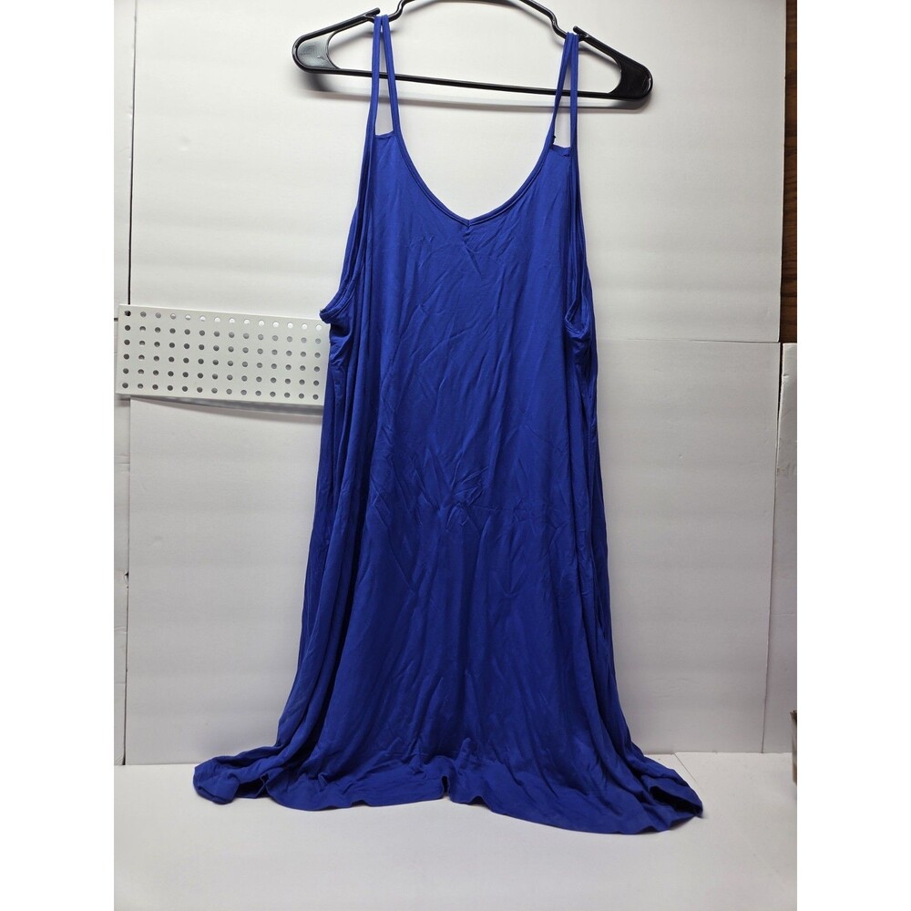 PHIZOI Blue V-Neck Sleeveless Cotton Jersey Maxi Dress Long Size XXL